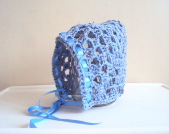 Frey Crochet Baby Bonnet, Moon Blue