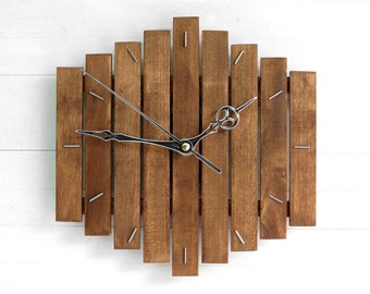 Wooden Wall Clock "Romb I", Rustic Kitchen Décor, Unique Clock, Kitchen Clock, Hanging Clock, Steampunk Clock, Natural Wood Clock Home Clock