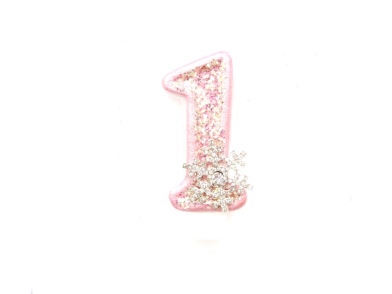 Pink Glitter Snowflake Number 1 Birthday Candle glitter