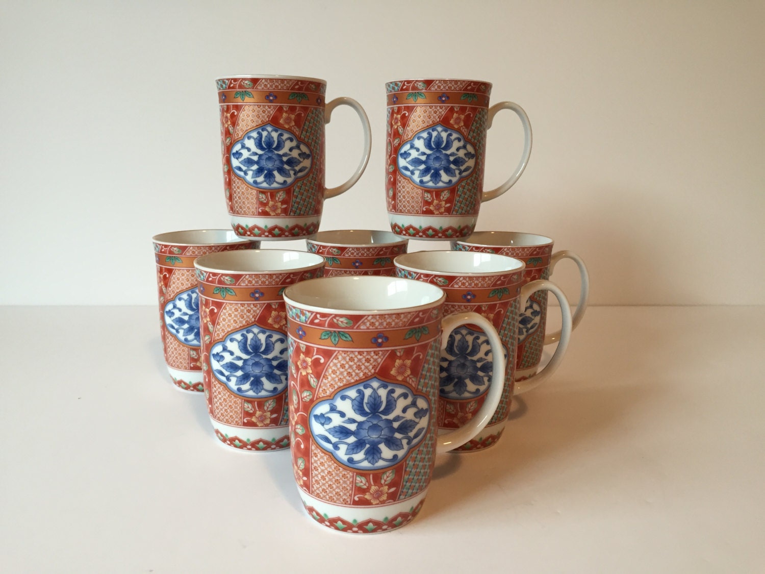 Vintage Otagiri Coffee Cups Set Of Eight Mugs Asian Tea