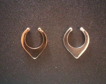 faux septum ring in solid sterling silver or bronze - tribal jewelry - fake septum rings - septum rings - pointed septum - pointy septum