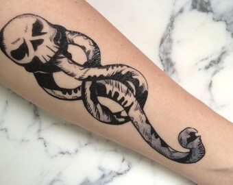 Dark Mark Tattoo Original Death Eater Cosplay Costume Best 7" Skull Snake Forearm Fan