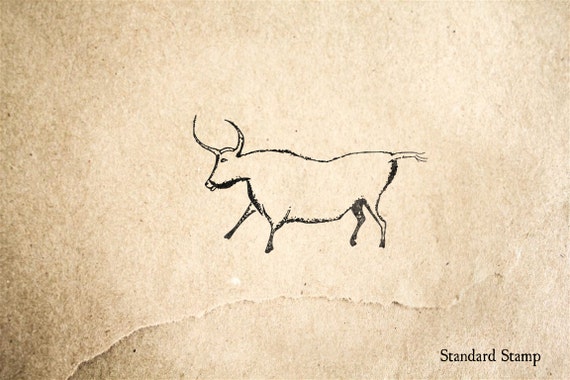 Cave Art Ox Rubber Stamp 2 x 1 inches