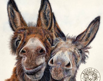 Hee Haw - Large Donkeys Canvas Art Print - 60 x 60cm