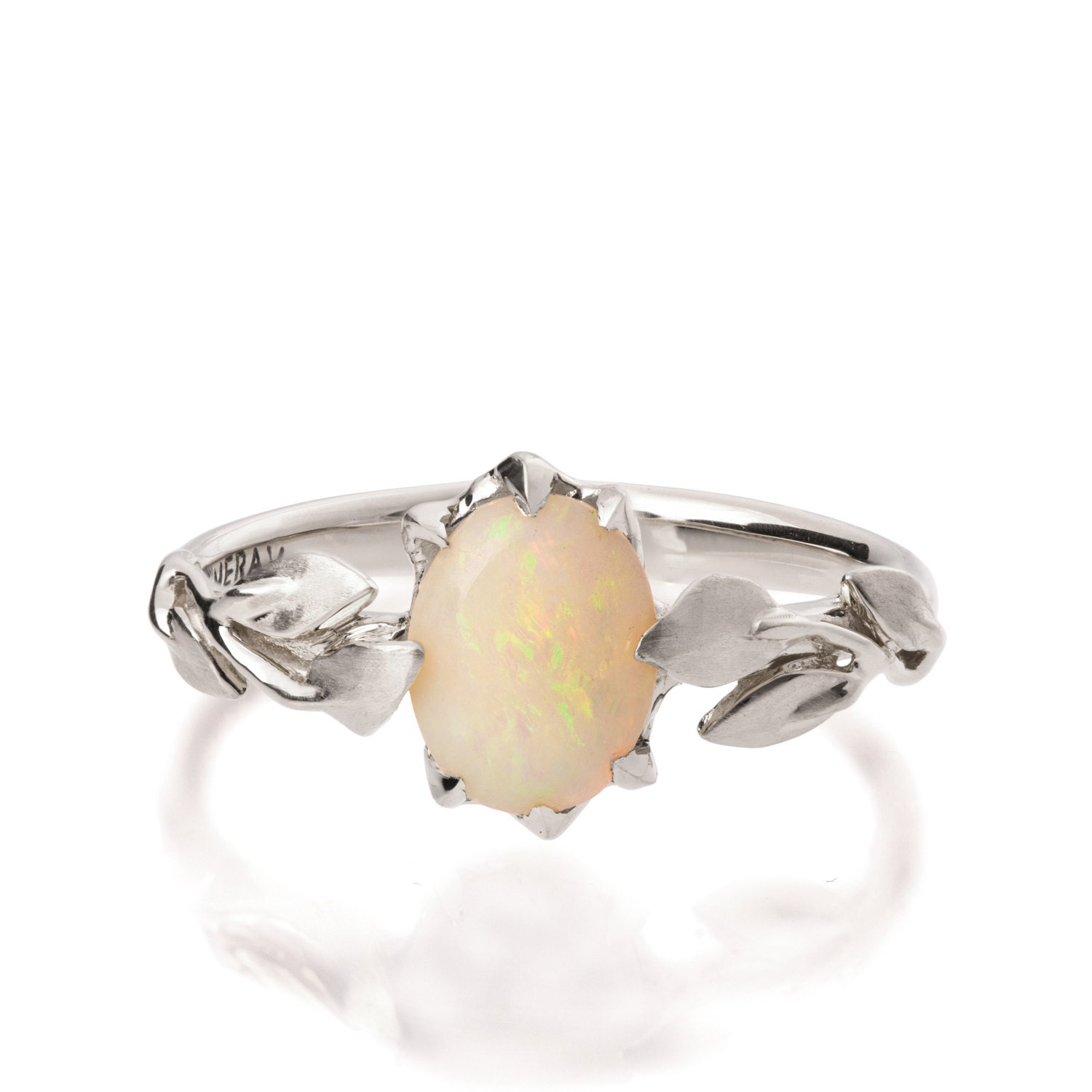 Opal engagement ring Opal ring Opal 18K White Gold Ring
