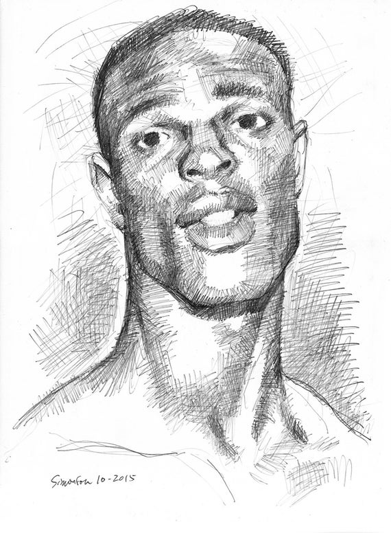 1151003 I'm Serious 11x17 Pencil Portrait of Black Man