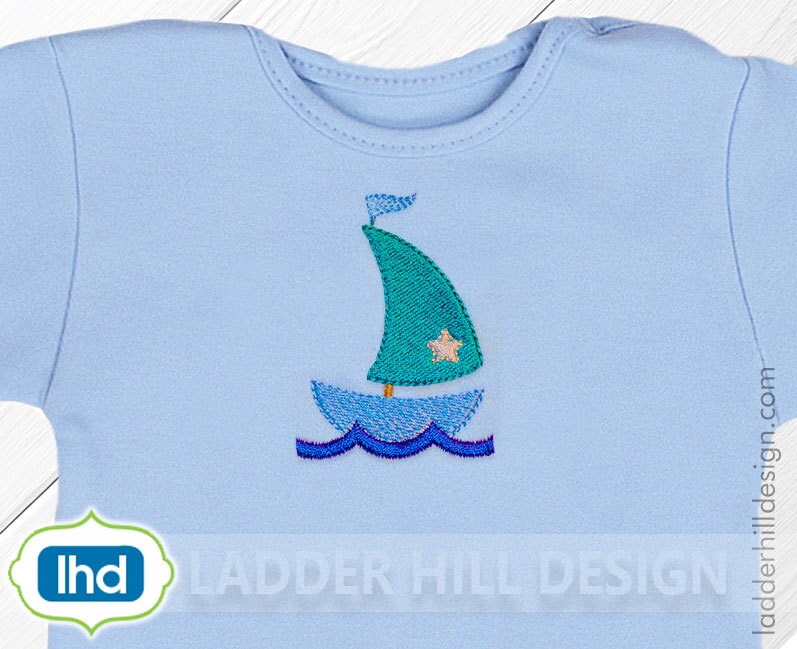 Mini Sailboat in Water Machine Embroidery Design WA033 