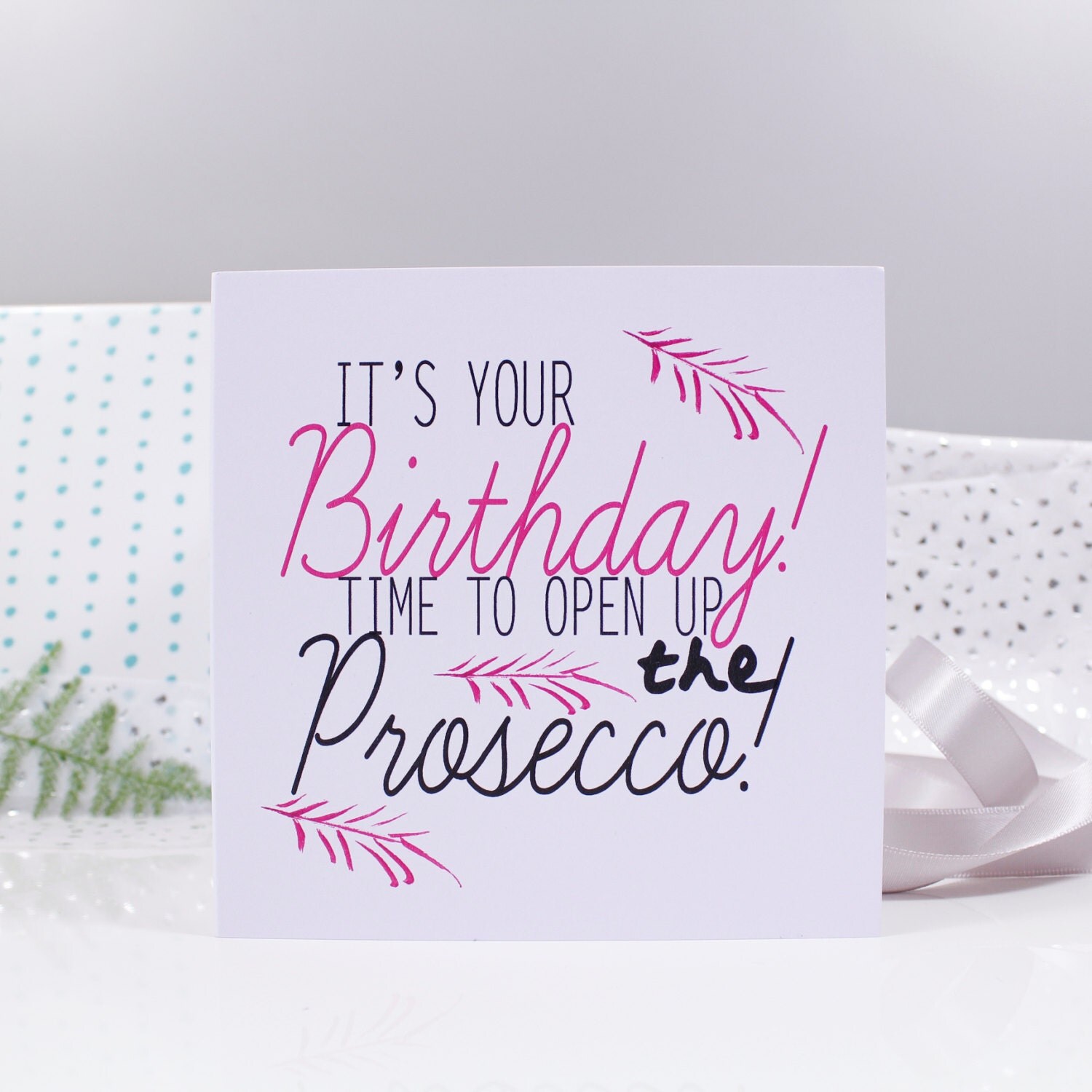 Zeit öffnen Sie den Prosecco Geburtstag Karte