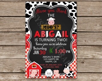 Farm Birthday Invitation, Digital File, You Print