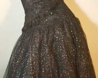 FREE SHIPPING 1960 Strapless Tulle Party Dress