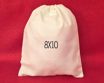 Produce Bags - Organic Cotton Bags - Set of 10 Muslin Bags - 8x10 Double Drawstring - Product Packaging - Party Favors - Weddings - Gifts