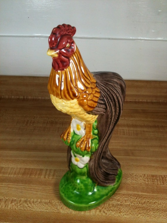antique ceramic rooster figurine