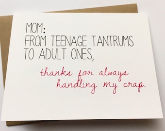 Mom Card - Funny Card for Mom - Mom Birthday Card - Funny Mother's Day - Mom from Daughter