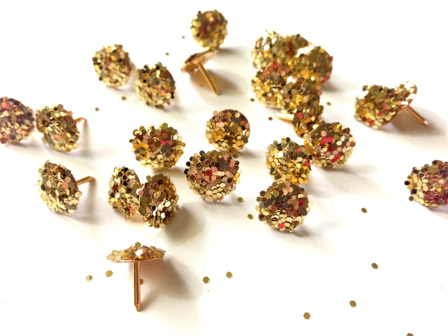 Gold glitter push pins cubicle decor pin thumbtacks by REJUNK