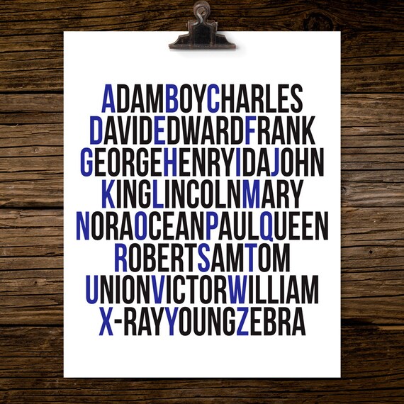 Police Officer Gift Police Alphabet Print Phonetic Alphabet