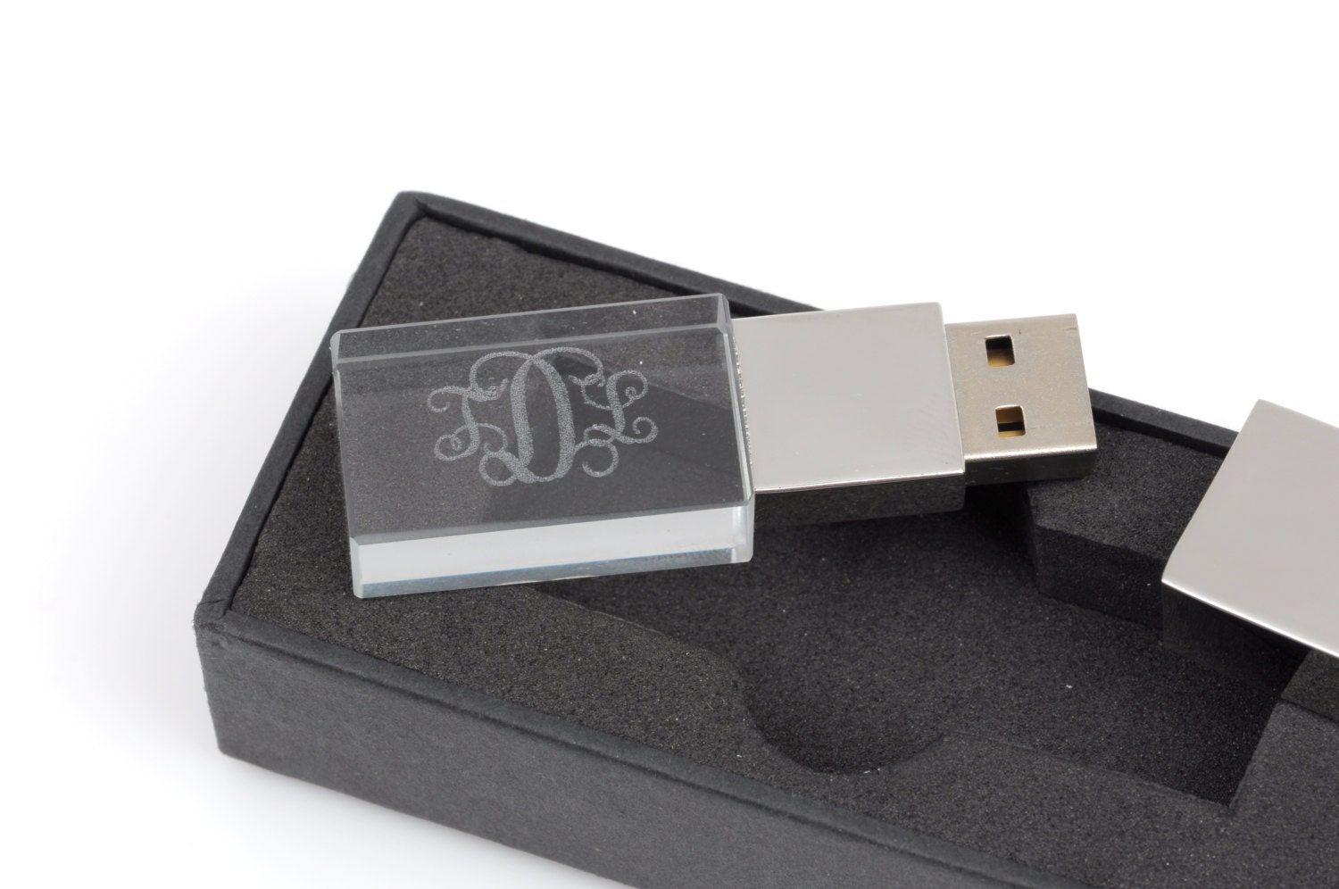 Personalized GLASS 4GB USB Flash Drive custom monogram memory