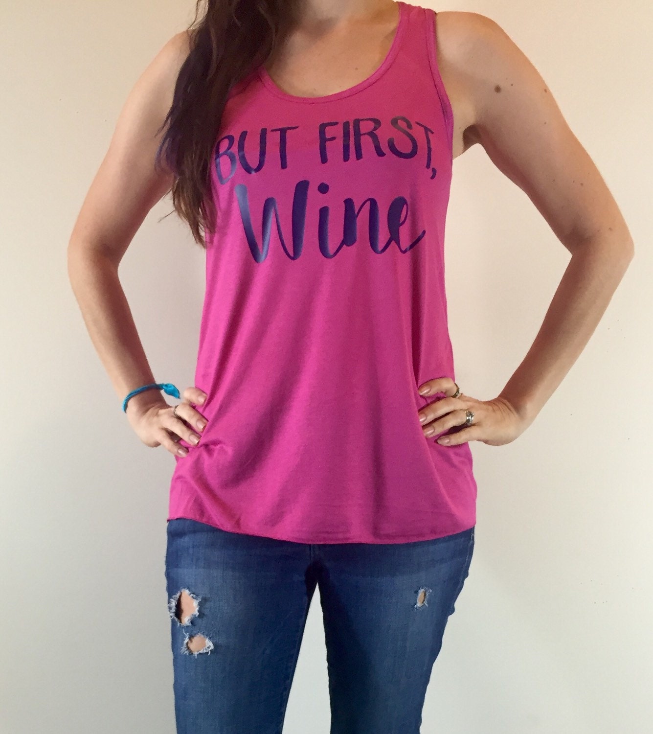 But First Wine Racerback Tank Top Customize by RomanticSouthern