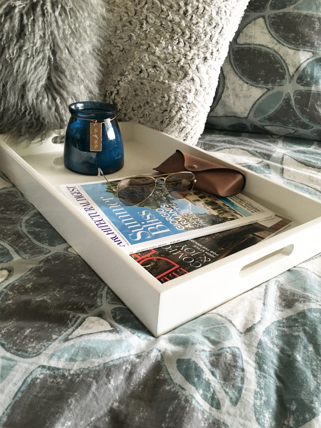 Large White Glossy Tray White Home Decor by ModernisticWood