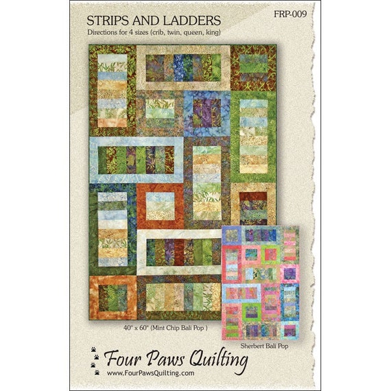 Pattern Strips and Ladders Four Paws by GardensongFabrics
