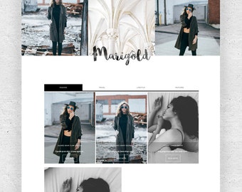 Responsive Premade Blogger template + Homepage - Free Installation - Minimalist Watercolor Marigold