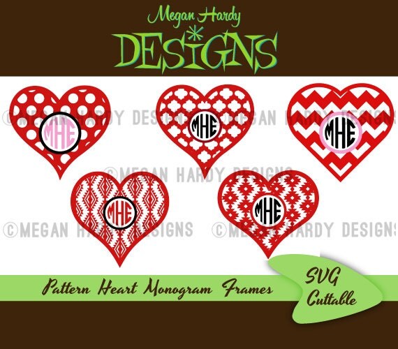 Download SVG Pattern Heart Monogram Frame Set