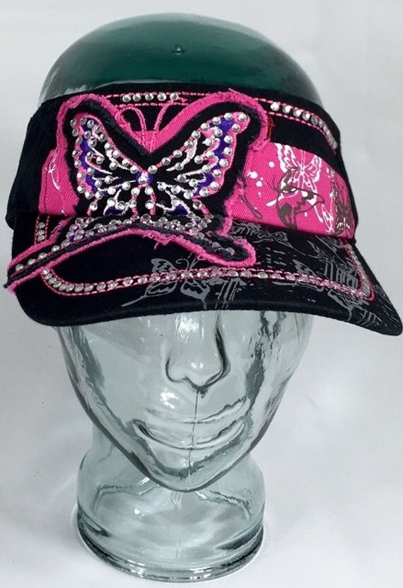 Butterfly Rhinestone Bling Ladies Visor by BlingnPrintStreet
