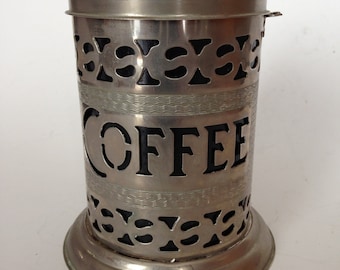 Silverplate Coffee Storage Canister with black plastic liner