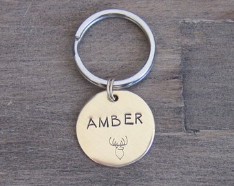 Pet ID Tag - Dog Tag - Cat Tag - Bridle Tag - Hand Stamped NuGold