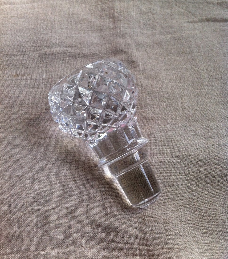 Vintage Glass Bottle Stopper Clear Large Decanter Stopper