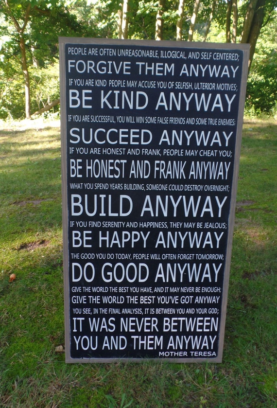 Mother Teresa Wood Sign Do Good Anyway Wall Art Bible Verse