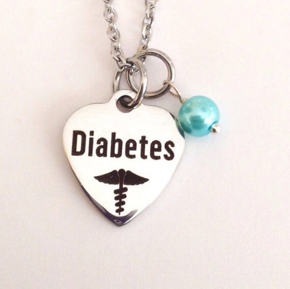 Diabetes necklace medical alert necklace czech glass pearl