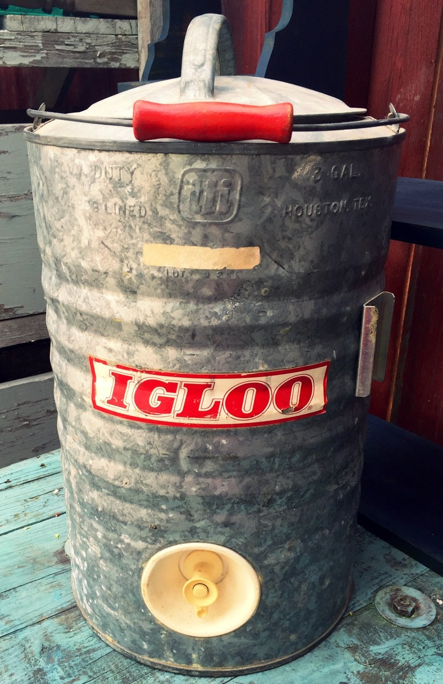 Vintage Galvanized Igloo Water Cooler Americana Man Cave