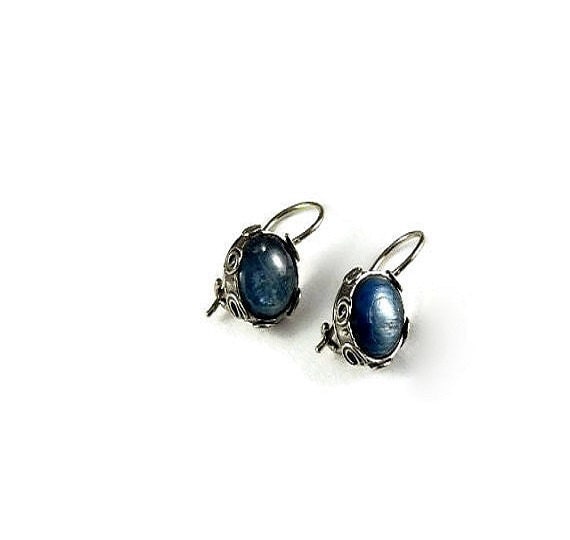 kyanite earrings gemstone earrings sterling silver by Kattyoosh