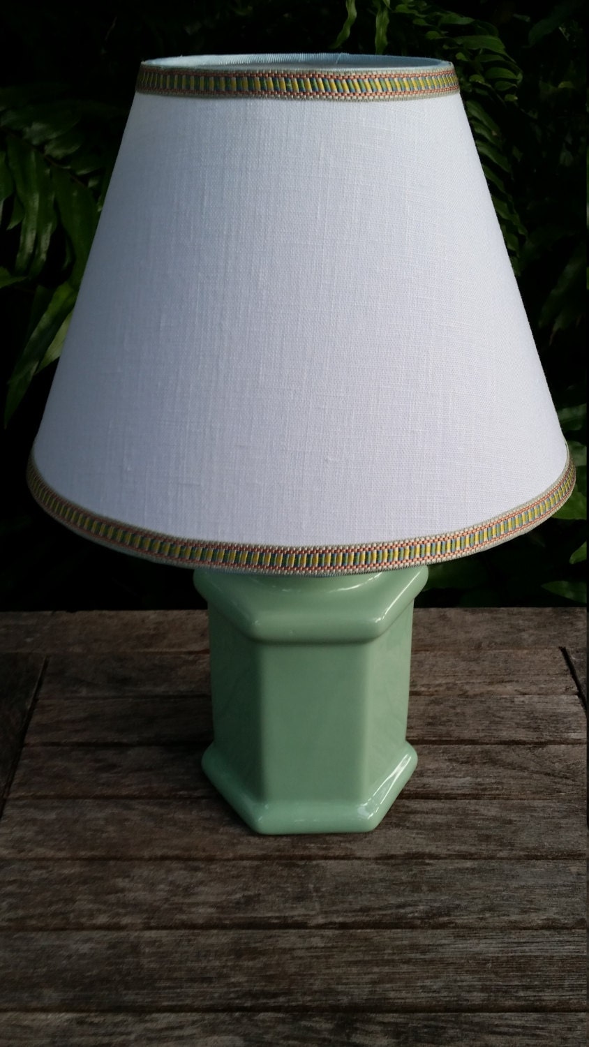 Lamp Mint Green Glass Custom Lampshade White by VeroLampshades