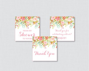 Baby Shower Favor Tag Pink and Grey Floral Baby Shower Thank