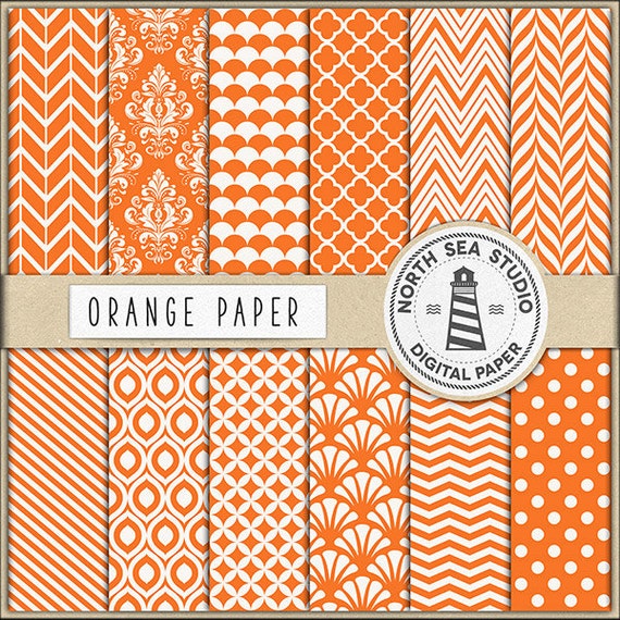 Orange Digital Paper Pack Scrapbook Paper Printable