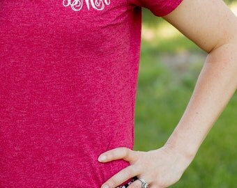 Womens Monogrammed V Neck T shirt | Monogrammed Tee | Ladies Monogram T shirt | Womens Monogram V Neck | Personalized T shirt | Womens Gift