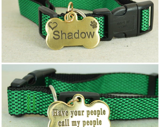 Large Dog Tag, Pet ID Tag, Bone Shaped Tag, Solid Brass, Customized, Personalized, Pet Tags, Dog Tag, Pet Tag, Dog Collar Tag, Brass Tag