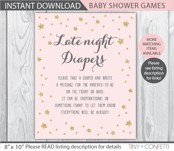 a poem baby shower diapers twinkle night sign late Late diapers night / Twinkle /