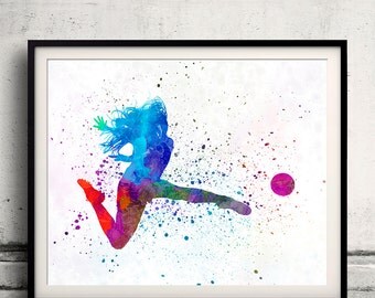 Woman volleyball player in watercolor Fine Art Print Glicee