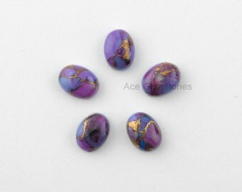 Purple Copper Turquoise Loose Gemstone, Smooth Calibrated Cabochons, Wholesale Gemstone, Turquoise Oval 10x14mm - 5Pcs