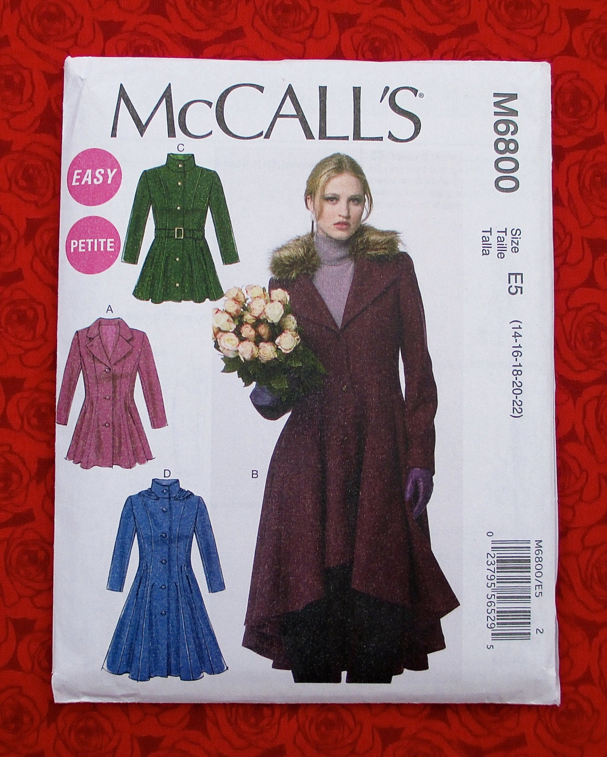 McCall's Sewing Pattern M6800 Coat Detachable Collar