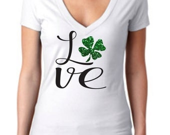 St Patricks Day shirt, womens St Patricks Day shirt, shamrock shirt, glitter shamrock shirt, St Paddys Day, Irish shirt