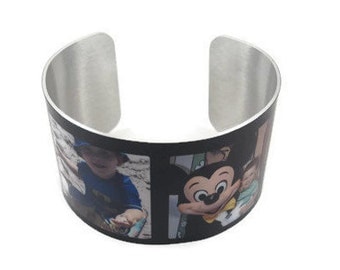 Custom Aluminium Photo Cuff Bracelet 4 photos