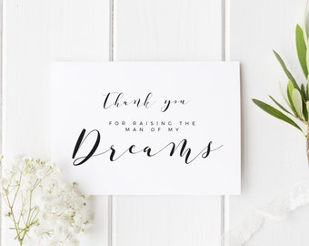 Parents In Law Wedding Day Card, Thank You For Raising The Man Of My Dreams, Woman Of My Dreams Wedding Day Card, Parents-In-Law Card