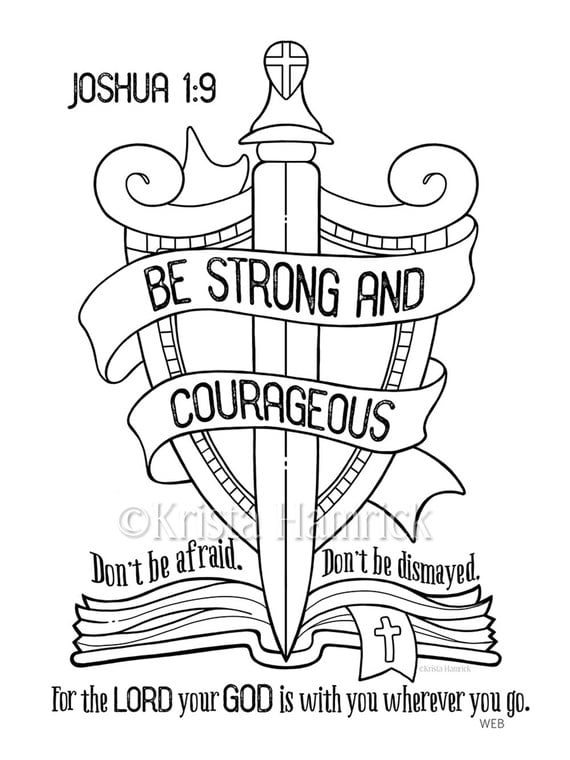 Be Strong and Courageous coloring page 85X11 Bible