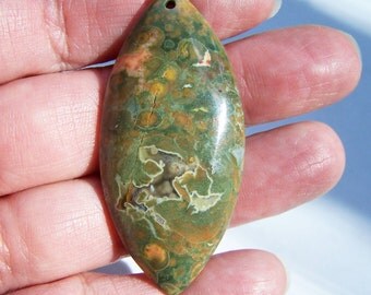 Rainforest Rhyolite Jasper pendant bead 54x25mm
