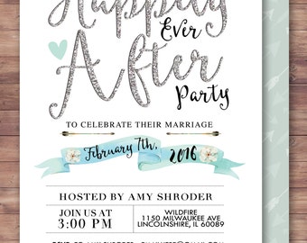 Happily ever after invitation, BOHO wedding shower Invitation, couples shower, arrows, Tribal, wedding, bridal shower invitation