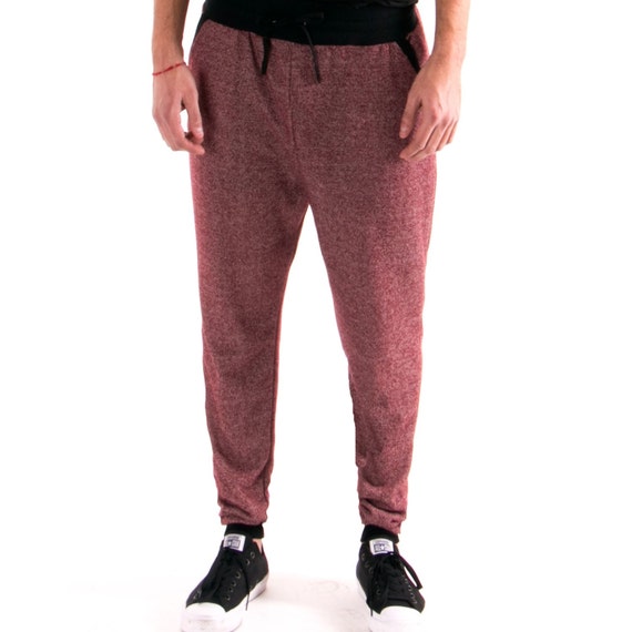 mens burgundy jogger pants