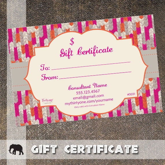 Thirty One Gift Certificate by StudioSafari on Etsy